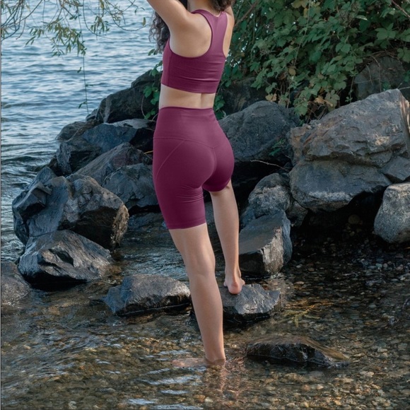 Girlfriend Collective Plum High-Rise Bike Short - Picture 1 of 4